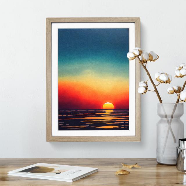 Watercolour Ocean Sunset No.4 House of Hampton Frame Colour: Oak, Size: 64cm H x 46cm W x 2cm D on Productcaster.