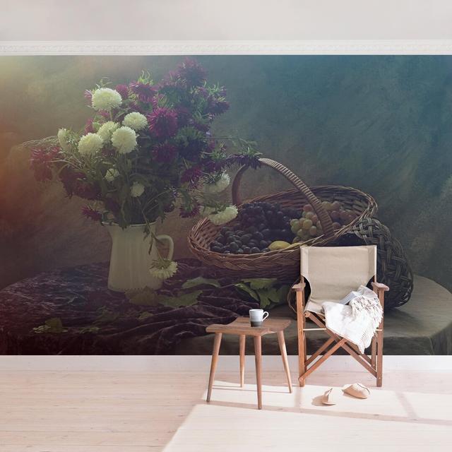 Flower Vase Still Life Semi-Gloss Wallpaper Roll East Urban Home Material quality: Standard (110g/m²), Size: 4.8m x 320cm on Productcaster.