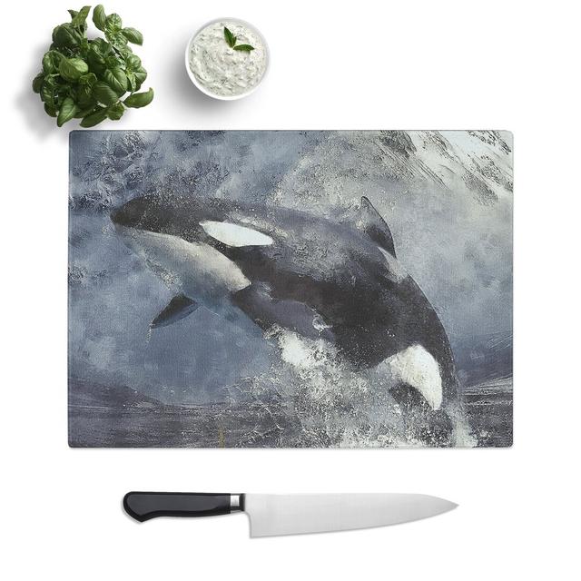 Killer Whale Painting Chopping Board East Urban Home Size: 0.4cm H x 20cm W x 28.5cm L on Productcaster.