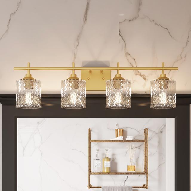 Morwenna 4 - Light Vanity Wall Light for Bathroom Mercer41 Finish: Muted Brass on Productcaster.