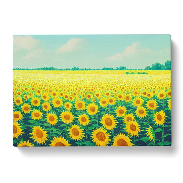 Fine Sunflower Field - Wrapped Canvas Graphic Art Brambly Cottage Size: 50cm H x 76cm W x 3cm D on Productcaster.