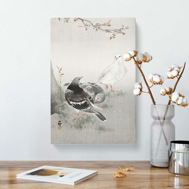 Three Pigeons by Ohara Koson - Wrapped Canvas Painting Print East Urban Home Size: 50cm H x 35cm W x 3cm D on Productcaster.