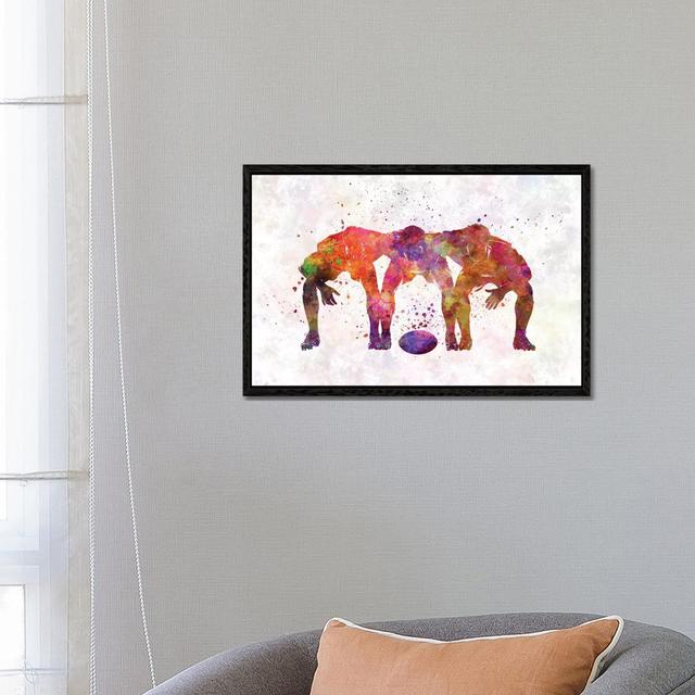 Rugby Men Players In Watercolor V by Paul Rommer - Floater Frame Gallery-Wrapped Canvas Giclée on Canvas Lark Manor Size: 45.72cm H x 66.04cm W x 3.81 on Productcaster.