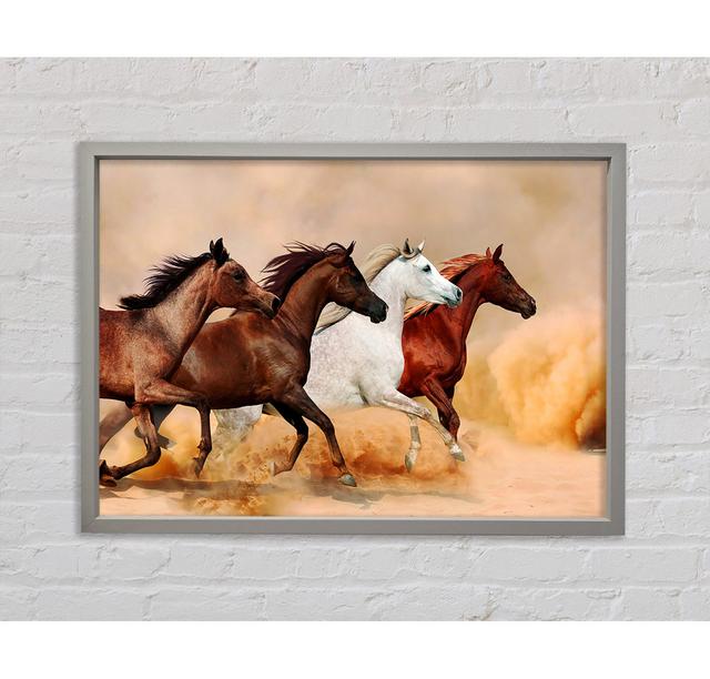 Horse Stampede - Einzelner Bilderrahmen Kunstdrucke auf Leinwand Bright Star Größe: 100 cm H x 141,4 cm B x 3,3 cm T on Productcaster.