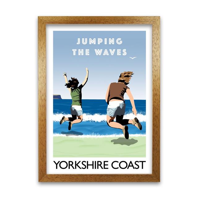 Jumping The Waves Yorkshire Coast by Richard O'Neill - Single Picture Frame Print 17 Stories Frame Option: Honey Oak, Size: 84.1 cm H x 59.4 cm W on Productcaster.