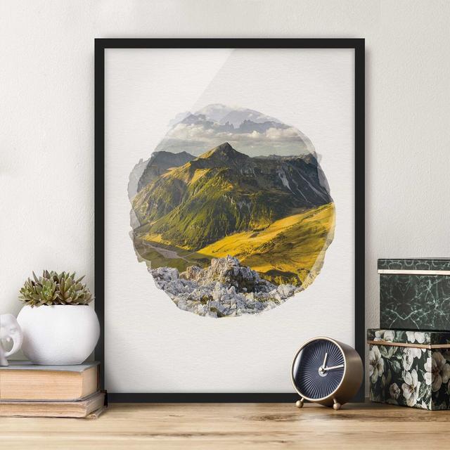 Mountains and Valley of the Lechtal Alps in Tyrol - Picture Frame Graphic Art Union Rustic Size: 55cm H x 40cm W x 2cm D, Frame Option: Black Framed on Productcaster.