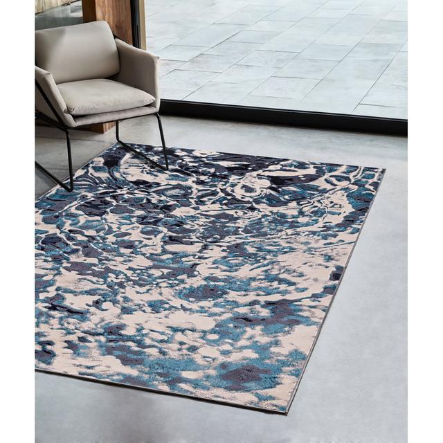 Oath Metallic Blue/Cream Rug Ivy Bronx Rug Size: Rectangle 200 x 290cm on Productcaster.