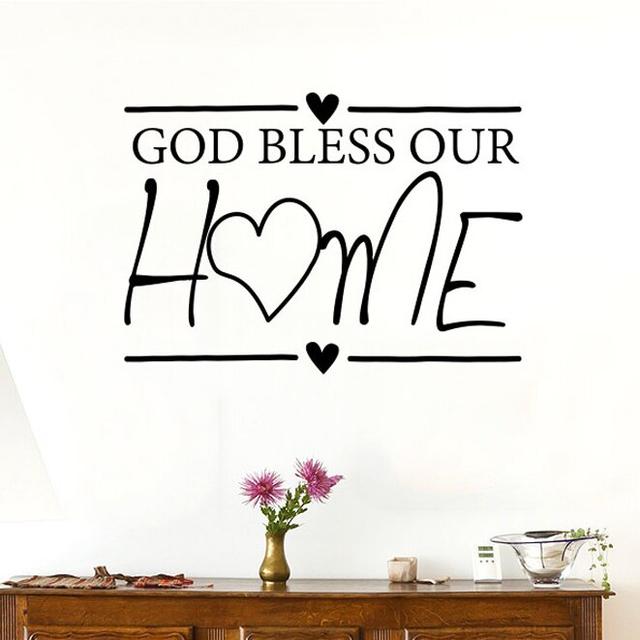 God Bless Our Home Wall Sticker 17 Stories Colour: Black, Size: Large on Productcaster.