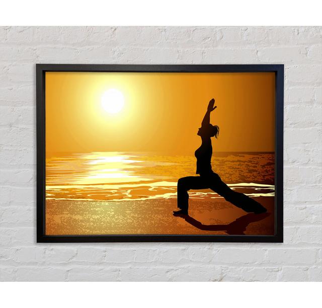 Yoga Sunset Framed Print House of Hampton Format: Black Framed Canvas, Size: 84.1cm H x 118.9cm W x 3.3cm D on Productcaster.