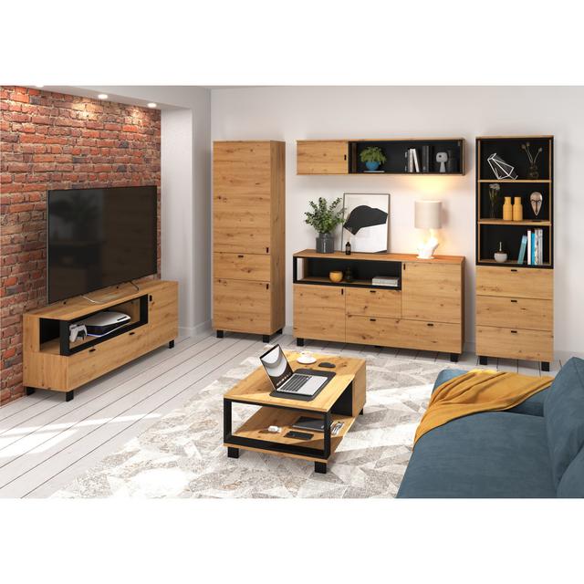 Dowelltown TV Stand for TVs up to 65" Latitude Run Colour: Artisan Oak/Black on Productcaster.