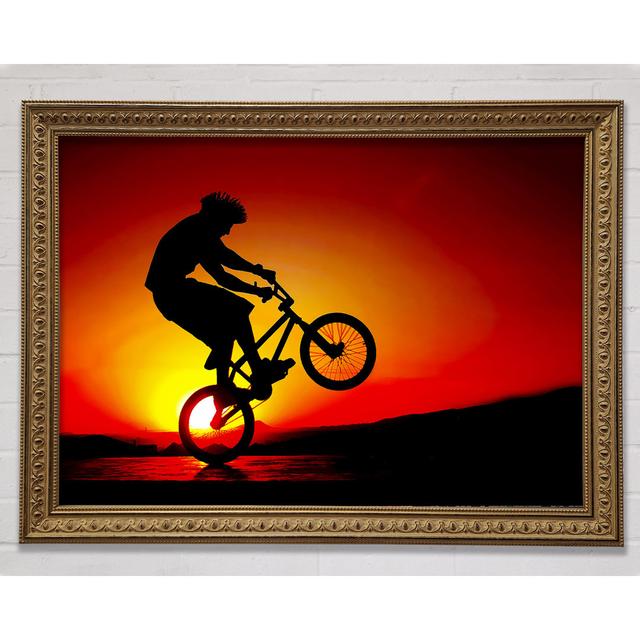 Bmx Back Wheelie In Red Sunlight - Print Ebern Designs Size: 21cm H x 29.7cm W x 3cm D on Productcaster.