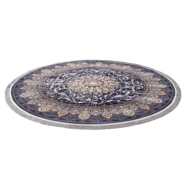 Round Deymian Oriental Machine Woven Navy Area Rug Set Rosalind Wheeler Rug Size: Round 200cm on Productcaster.