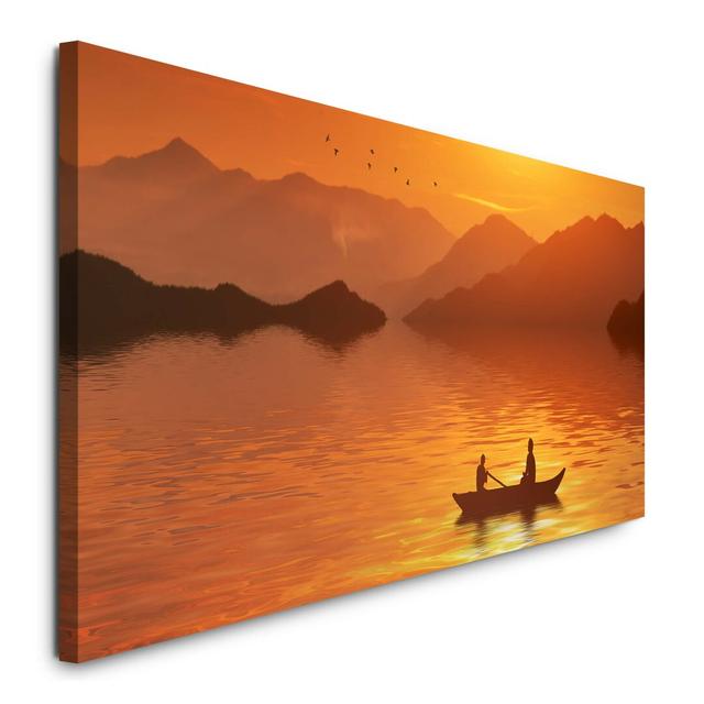 Leinwandbild Landschaft mit Ruderboot East Urban Home on Productcaster.