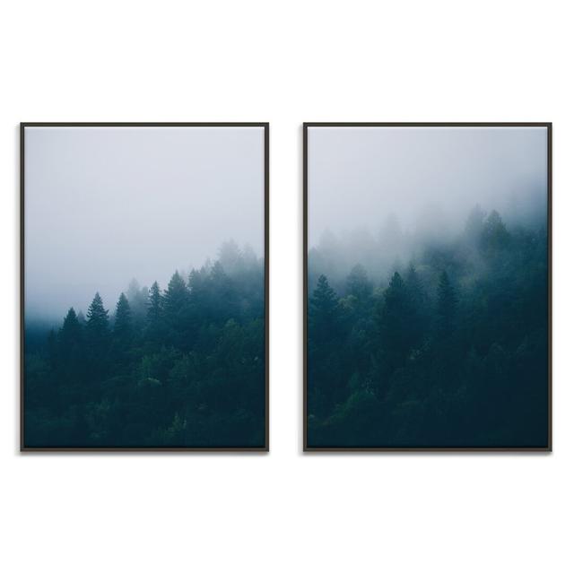 'Mountain Forest' 2 Piece Photograph Set Canvas (Set of 2) Ebern Designs Frame Option: Black, Size: 103.5 cm H x 42.5 cm W on Productcaster.