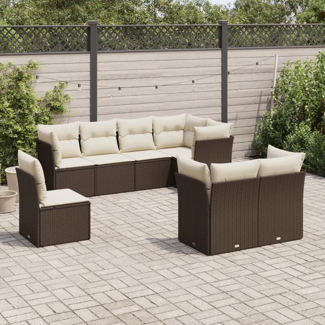 Aleksey 234 cm Breite Outdoor ModernMoments Farbe des Kissens: Beige, Rahmenfarbe: Dunkelbraun on Productcaster.