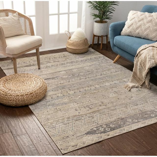 Campo Power Loom Beige Rug World Menagerie Rug Size: Rectangle 270 x 380cm on Productcaster.