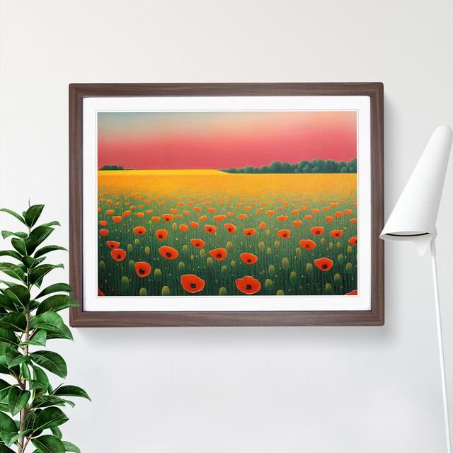 Soulful Poppy Field Flowers - Picture Frame Graphic Art Marlow Home Co. Size: 34cm H x 46cm W x 2cm D, Frame Colour: Walnut on Productcaster.