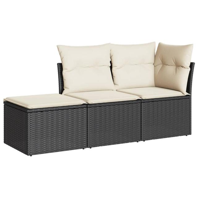 Vidaxl 3-Tlg. Garten-Sofagarnitur Mit Kissen Poly Rattan ModernMoments Kissenfarbe: Beige, Rahmenfarbe: Schwarz on Productcaster.