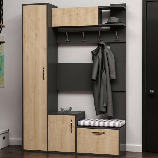 Cendrillon Hall Tree with Shoe Storage Ebern Designs Colour: Oak/Anthracite on Productcaster.