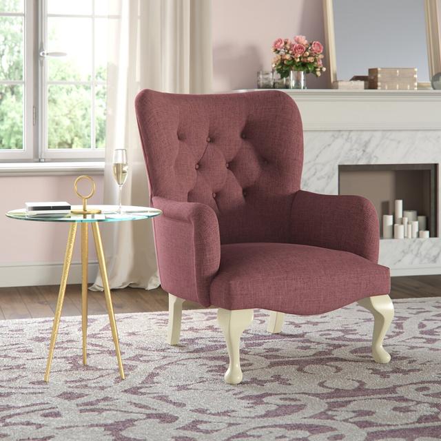 Loretta Wingback Chair Fairmont Park Frame Finish: Cream, Upholstery: Bacio Redcurrant on Productcaster.