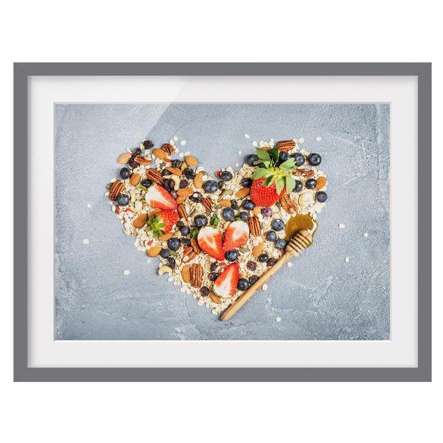 Muesli Heart - Picture Frame Photograph Print on Paper East Urban Home Rahmenoptionen: Matt grey, Size: 40cm H x 55cm W on Productcaster.