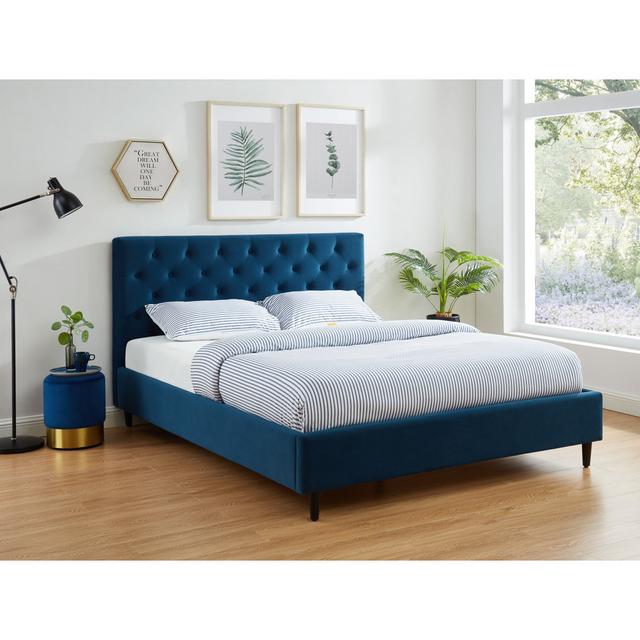 Cailen Upholstered Bed Fairmont Park Colour: Blue, Size: European Kingsize (160 x 200cm) on Productcaster.