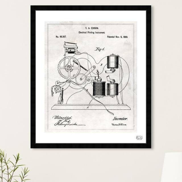 'Edison's Ticker Printing Instrument 1869' Framed Graphic Art East Urban Home Size: 81 cm H x 66 cm W on Productcaster.