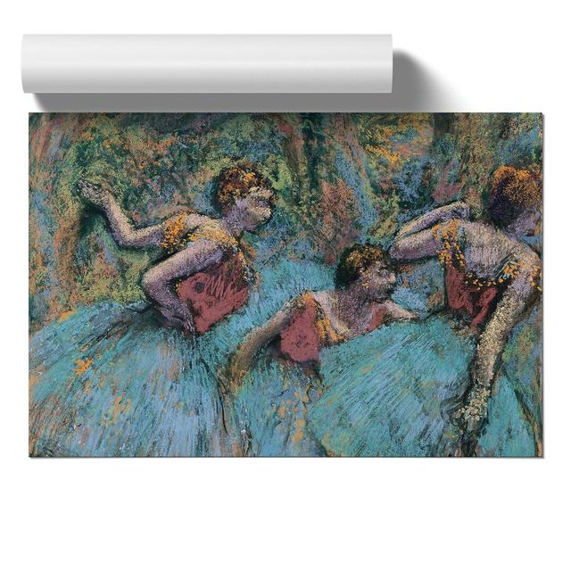 Three Ballet Ballerina Dancers in Blue by Edgar Degas - Unframed Painting East Urban Home Size: 30cm H x 42cm W x 0.1cm D on Productcaster.