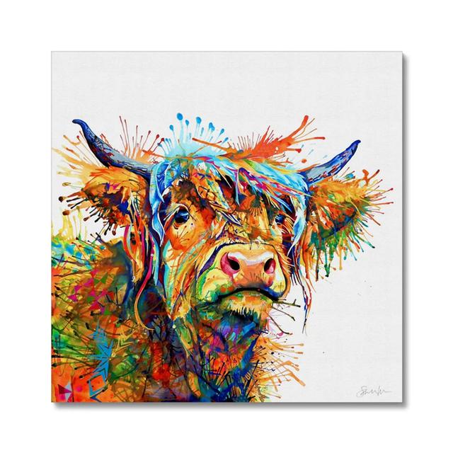 Maggie Moo Canvas - Highland Cow - Wrapped Canvas Art Prints Rosalind Wheeler Size: 60cm H x 60cm W on Productcaster.