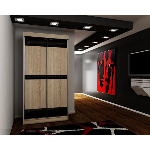 Tuzluca Shipka 2 Door Wardrobe Latitude Run Finish: Walnut/Black on Productcaster.