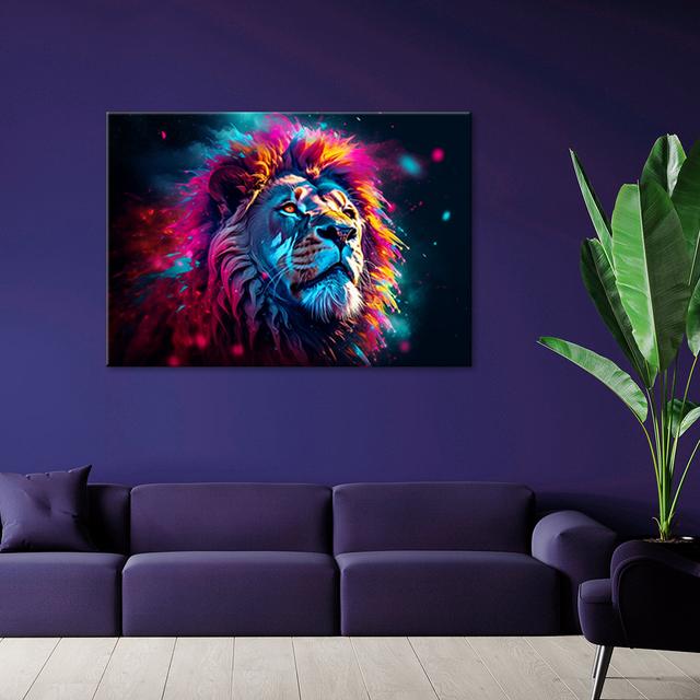 Bild auf Leinwand, Neon Löwe Tier Afrika BohoLiving on Productcaster.