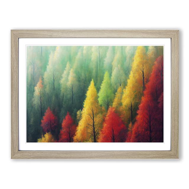 A Brave Autumn Forest - Picture Frame Graphic Art Alpen Home Size: 46cm H x 64cm W x 2cm D, Frame Colour: Oak on Productcaster.