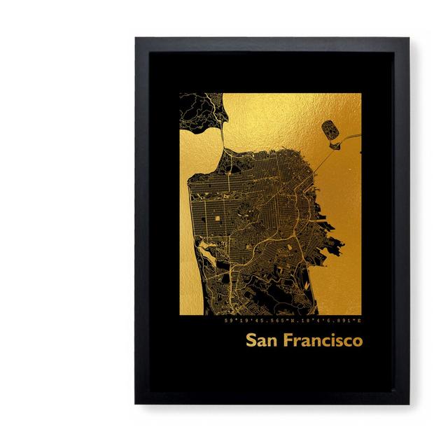 San Francisco Map - Single Picture Frame Print Brayden Studio Size: 42.5cm H x 32.5cm W x 3.5cm D on Productcaster.