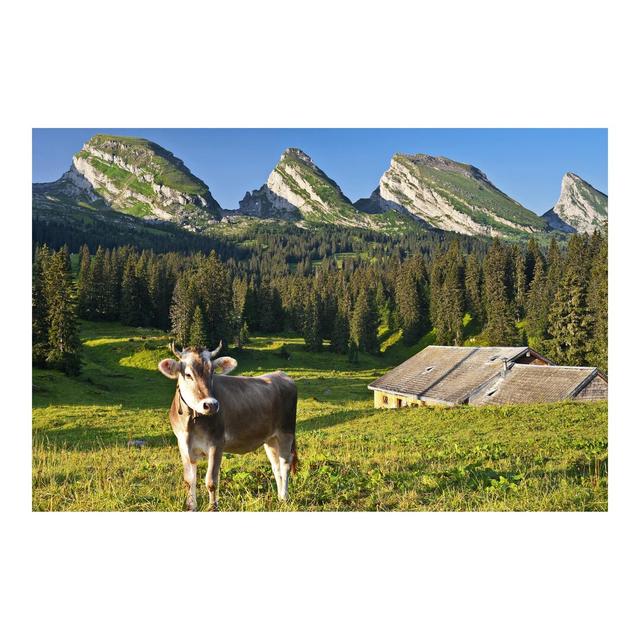 Swiss Alpine Meadow with Cow 2.88m x 2.88m Embossed Matt Peel & Stick Wall Mural East Urban Home Size: 225cm L x 336cm W on Productcaster.