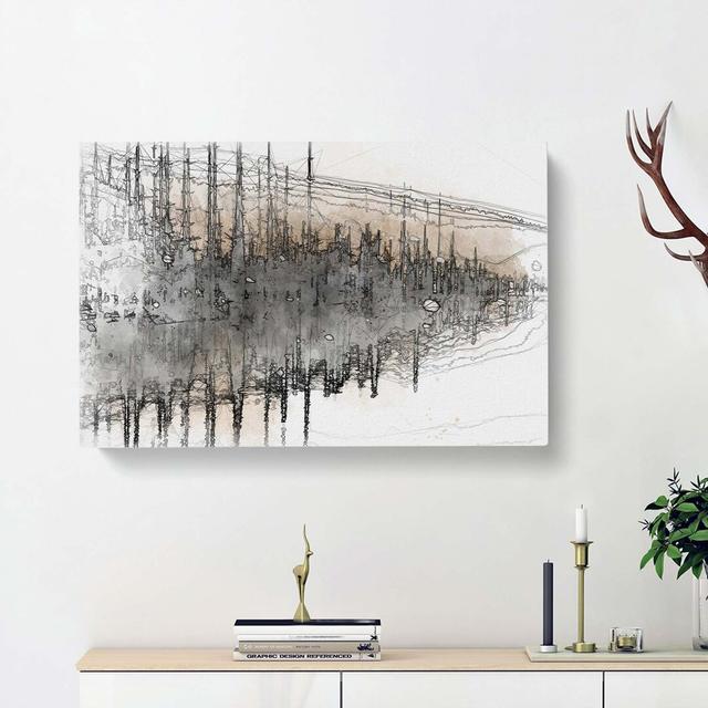 Winter in Cuejdel Lake in Romania in Abstract - Wrapped Canvas Painting Print East Urban Home Size: 40cm H x 60cm W x 3cm D on Productcaster.