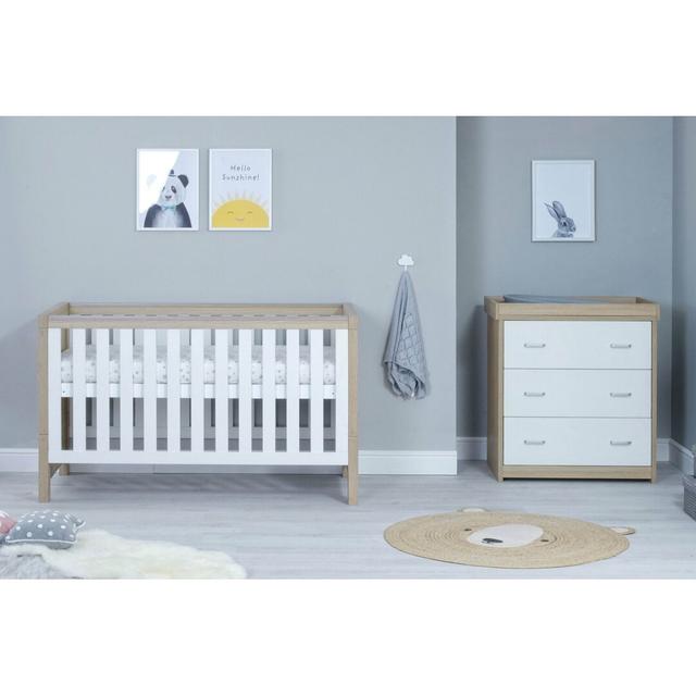 Luno Cot Bed 2-Piece Nursery Furniture Set BabyMore Colour: Oak White on Productcaster.