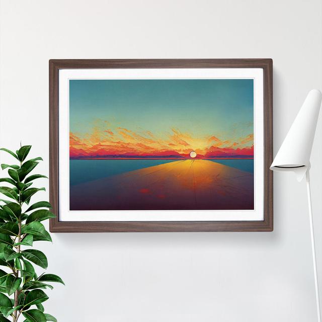 Adventurous Seascape At Sunset House of Hampton Frame Colour: Walnut Framed, Size: 25cm H x 34cm W x 2cm D on Productcaster.