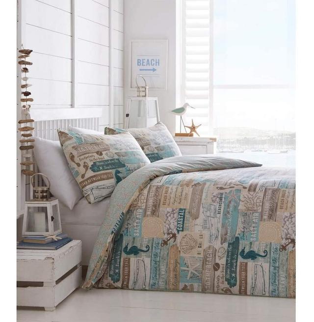 Dore Seaside Reversible Duvet Cover Set Highland Dunes Size: Super King Duvet Cover + 2 Standard Pillowcases on Productcaster.