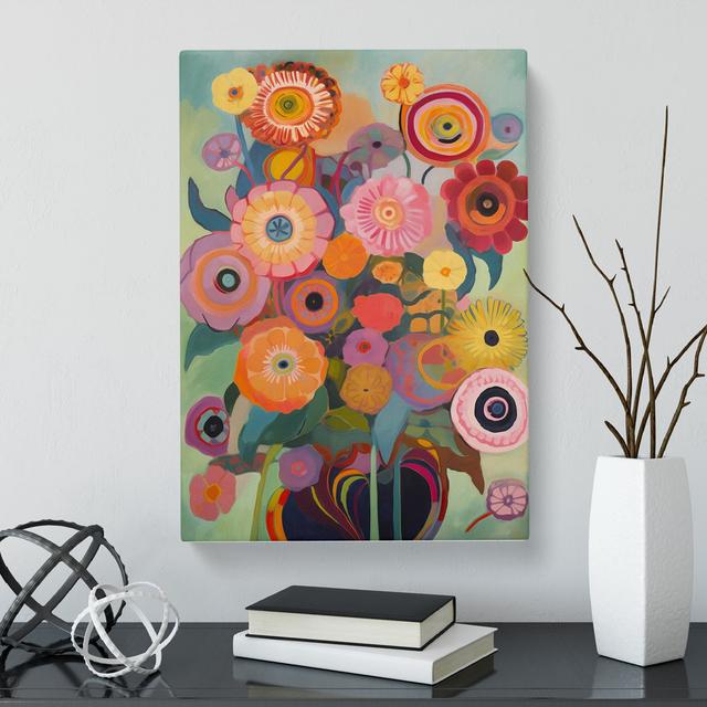 Kempas Flowers Orphism Style Vol.4 - Wrapped Canvas Print Marlow Home Co. Size: 76cm H x 50cm W x 3cm D on Productcaster.