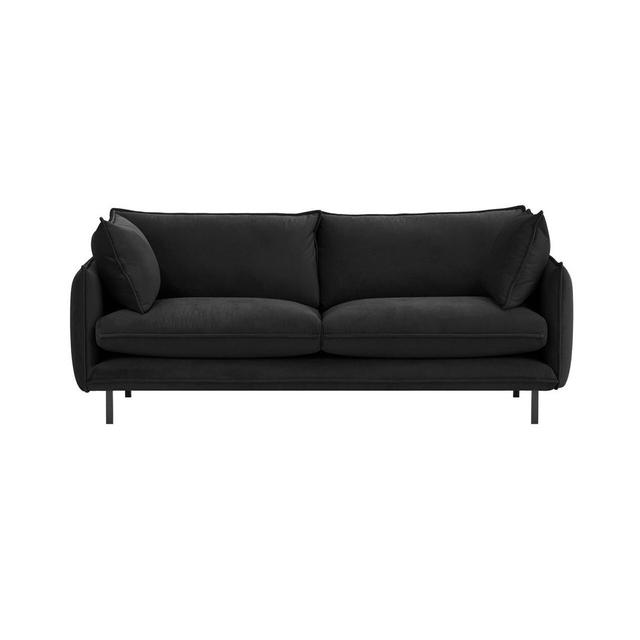 Neshay 3 Seater Velvet Sofa & Chaise Ebern Designs Upholstery Colour: Black on Productcaster.