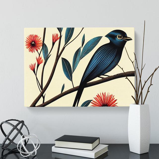 Bird Art Deco Style - Wrapped Canvas Graphic Art Marlow Home Co. Size: 35cm H x 50cm W x 3cm D on Productcaster.