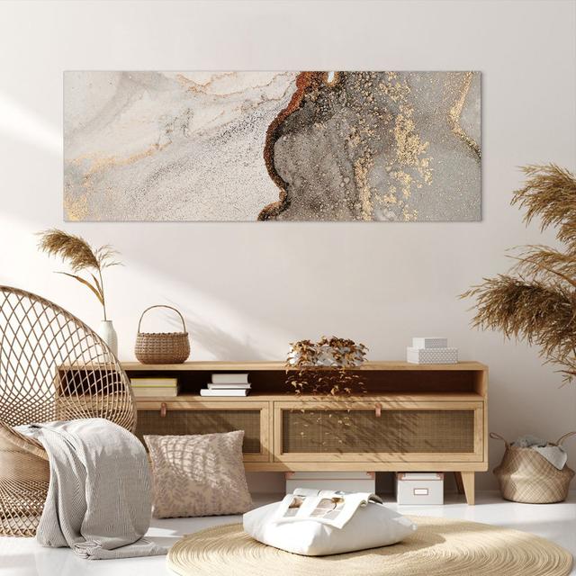 Stone Sand Abstraction - Wrapped Canvas Graphic Art Canora Grey Size: 50cm H x 140cm W x 1.8cm D on Productcaster.