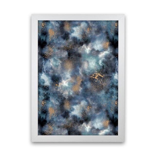 Smoky Marble Watercolor Dark - Print 17 Stories Frame Option: White Framed, Size: 46cm H x 34cm W x 3cm D on Productcaster.