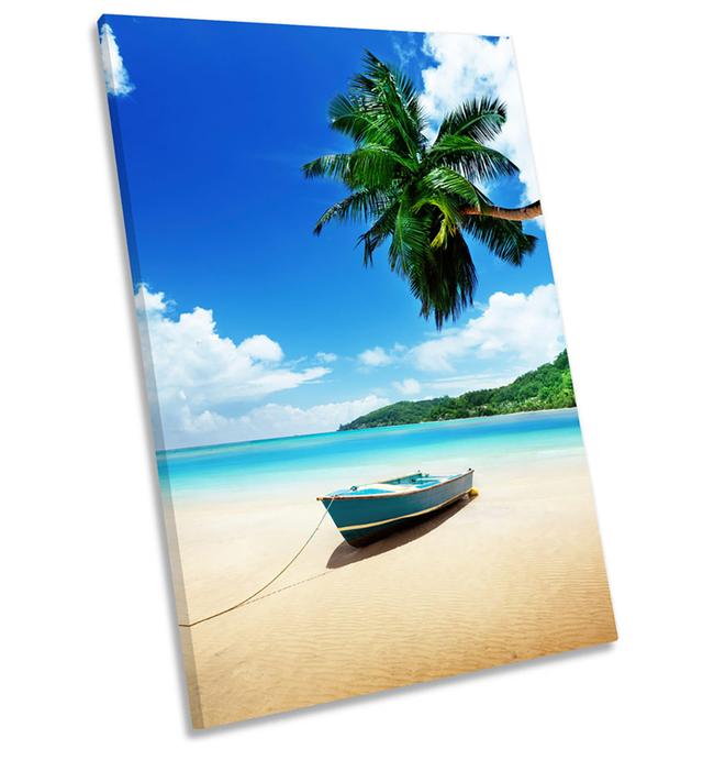 Caribbean Beach Boat - Wrapped Canvas Photograph Breakwater Bay Size: 45.7cm H x 30.5cm W on Productcaster.