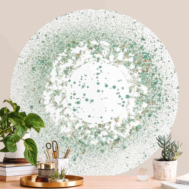 Round wallpaper self-adhesive - Turquoise microcosm II Ivy Bronx Size: 200cm L x 200cm W on Productcaster.