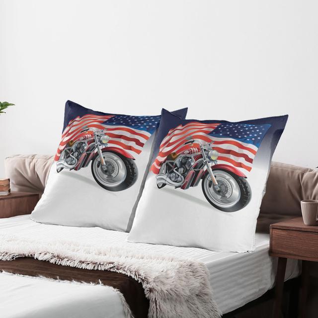 Motorcycle and Us Flag Microfiber Sham (Set of 2) East Urban Home on Productcaster.