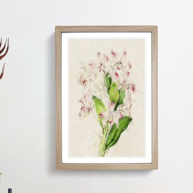 Illustration of Pink Dendrobium Orchids - Picture Frame Painting Print East Urban Home Frame Option: Oak Framed, Size: 36cm H x 27cm W x 2cm D on Productcaster.