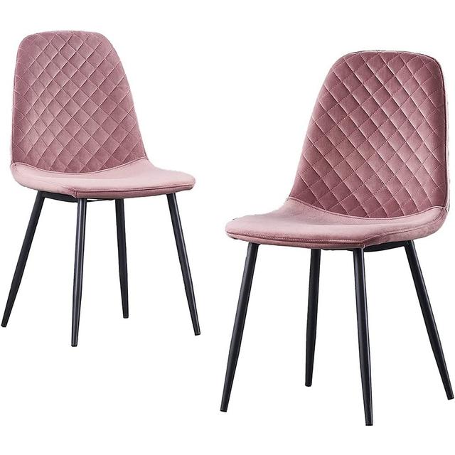 Brienna Velvet Upholstered Armless Dining Chair (Set of 2) 17 Stories Upholstery Colour: Pink on Productcaster.