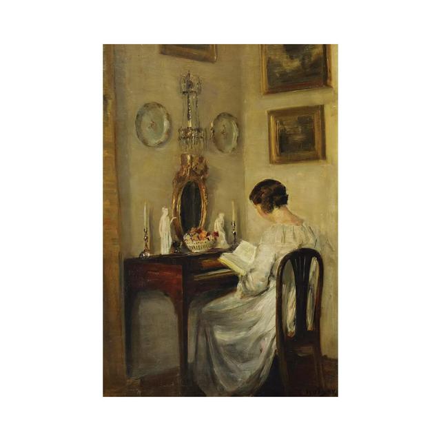 An Interior with a Girl Reading at a Desk by Carl Holsoe - Wrapped Canvas Painting Astoria Grand Size: 30.48cm H x 20.32cm W x 1.91cm D on Productcaster.