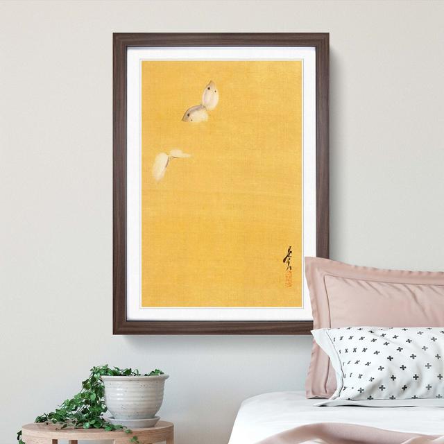 The Two Butterflies by Shibata Zeshin - Picture Frame Painting Print East Urban Home Size: 50cm H x 35cm W x 2cm D, Frame Option: Walnut on Productcaster.